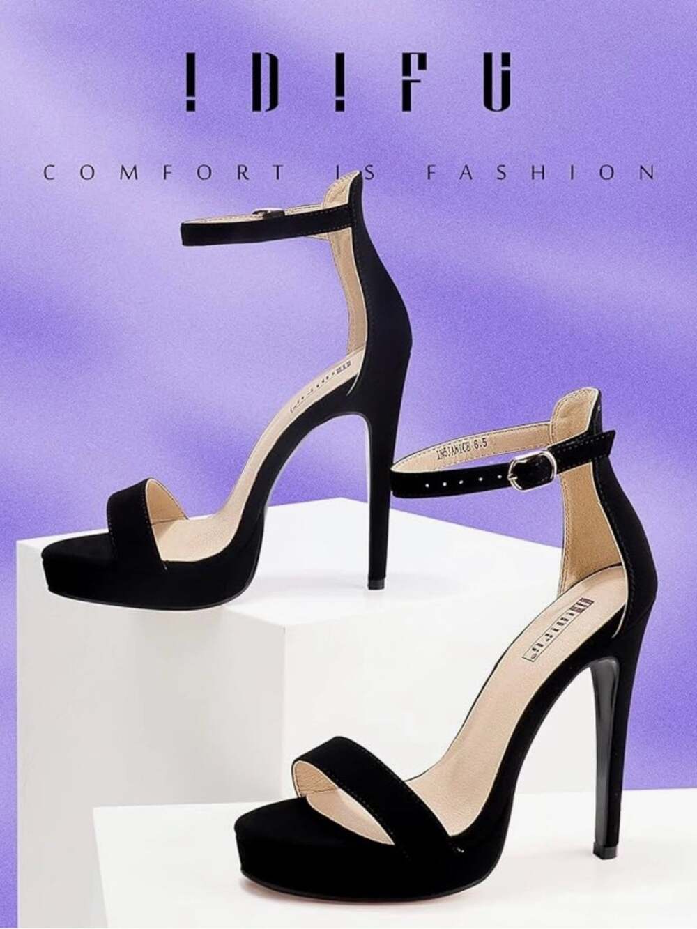 Black Ankle-Strap High Heel Sandals